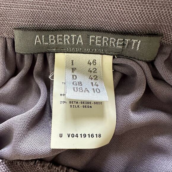 ALBERTA FERRETTI Womens Dress 10 Purple Belted Ruched Modern Evening Cocktail - Picture 7 of 14